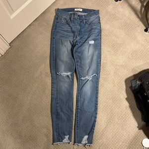 Madewell light wash skinny 9 inch jeans